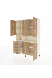 Hyperion Dolap 7 Raflı 4 Çekmeceli 5 Kapaklı 132x44x195 Aytaşı-Çam/Çam