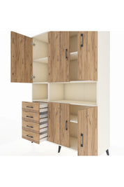 Hyperion Dolap 7 Raflı 4 Çekmeceli 5 Kapaklı 132x44x195 Aytaşı-Çam/Çam