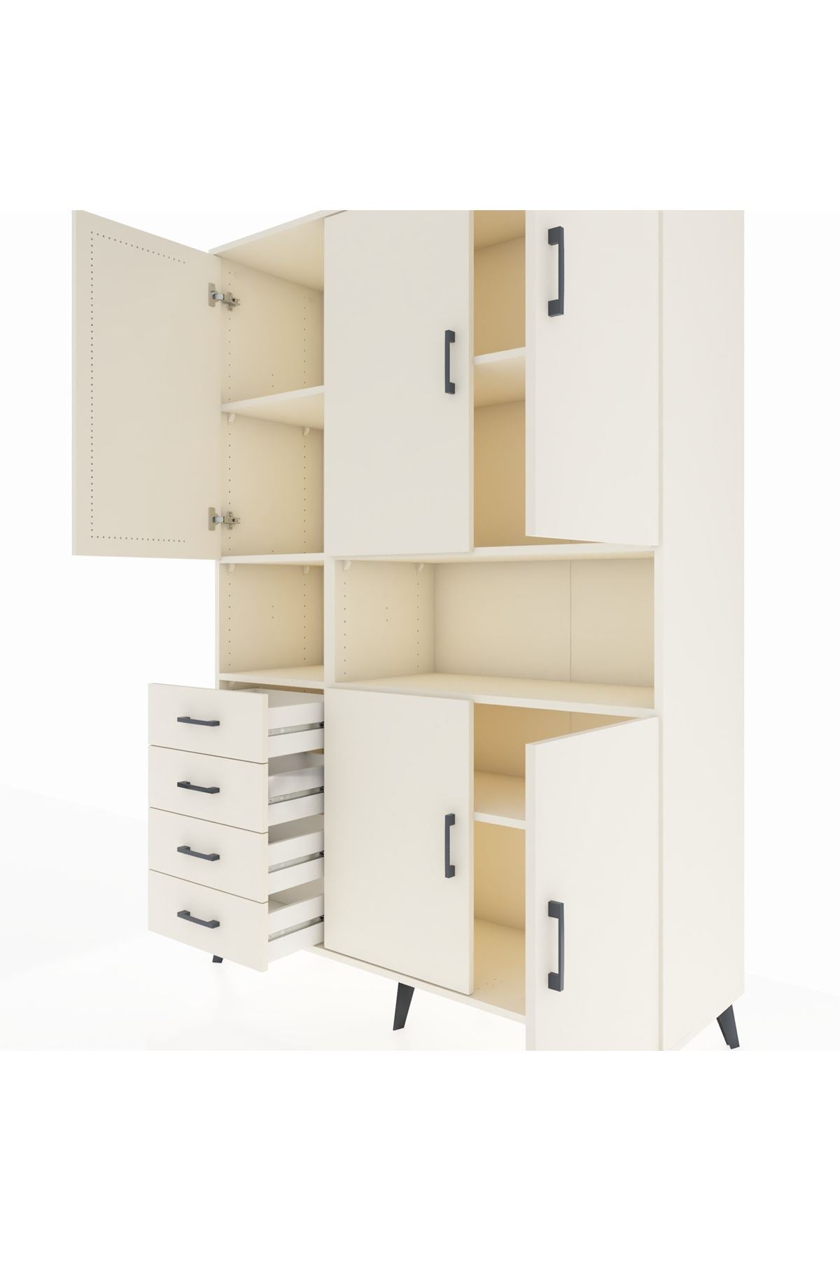 Hyperion Dolap 7 Raflı 4 Çekmeceli 5 Kapaklı 132x44x195 Aytaşı-Aytaşı/Aytaşı