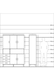 Hyperion Dolap 7 Raflı 4 Çekmeceli 5 Kapaklı 132x44x195 Aytaşı-Aytaşı/Çam