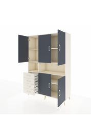 Hyperion Dolap 7 Raflı 4 Çekmeceli 5 Kapaklı 132x44x195 Aytaşı-Antrasit/Aytaşı