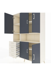 Hyperion Dolap 7 Raflı 4 Çekmeceli 5 Kapaklı 132x44x195 Aytaşı-Antrasit/Aytaşı