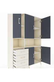 Hyperion Dolap 7 Raflı 4 Çekmeceli 5 Kapaklı 132x44x195 Aytaşı-Antrasit/Aytaşı