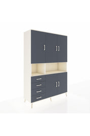 Hyperion Dolap 7 Raflı 4 Çekmeceli 5 Kapaklı 132x44x195 Aytaşı-Antrasit/Antrasit