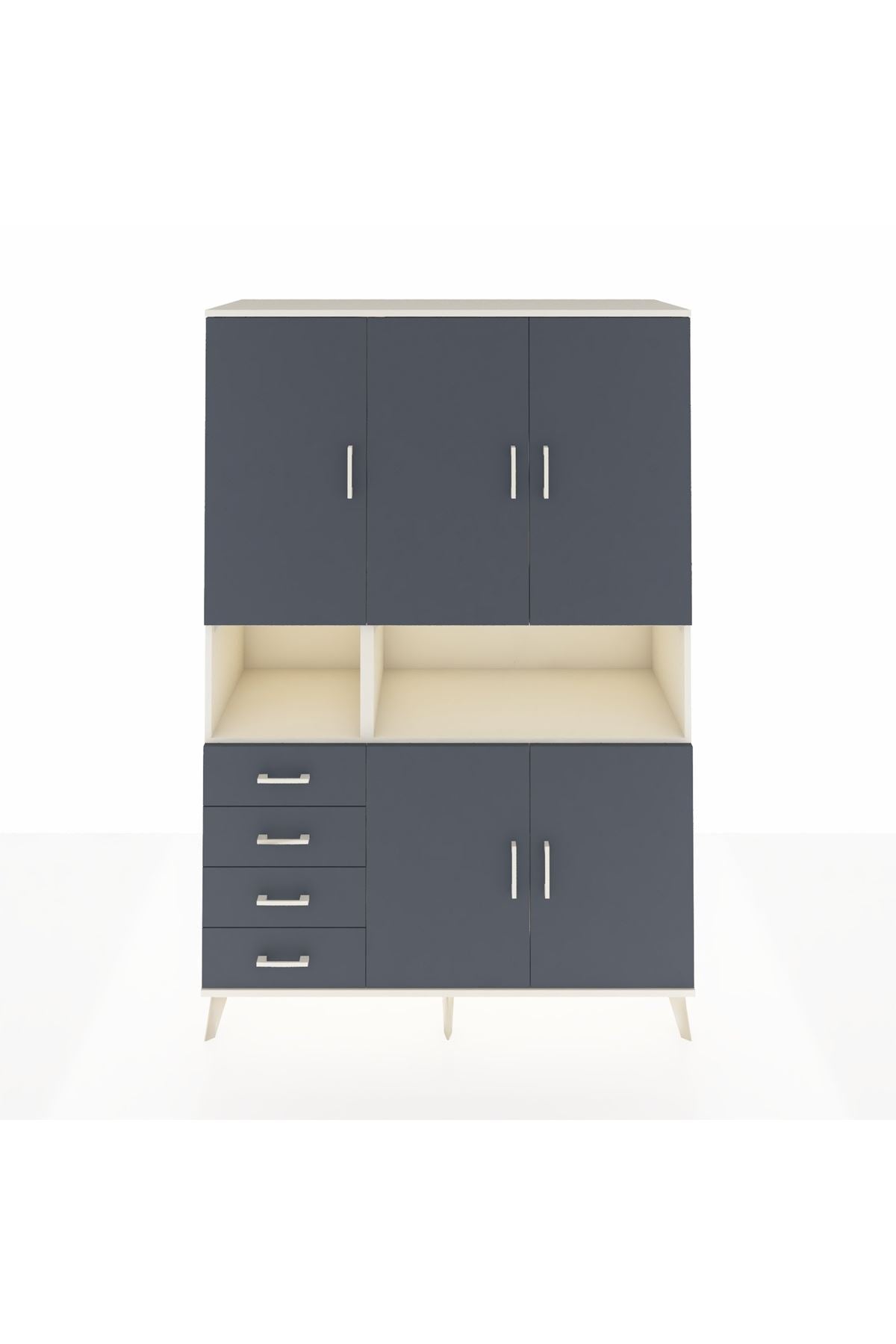 Hyperion Dolap 7 Raflı 4 Çekmeceli 5 Kapaklı 132x44x195 Aytaşı-Antrasit/Antrasit