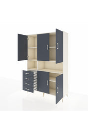 Hyperion Dolap 7 Raflı 4 Çekmeceli 5 Kapaklı 132x44x195 Aytaşı-Antrasit/Antrasit