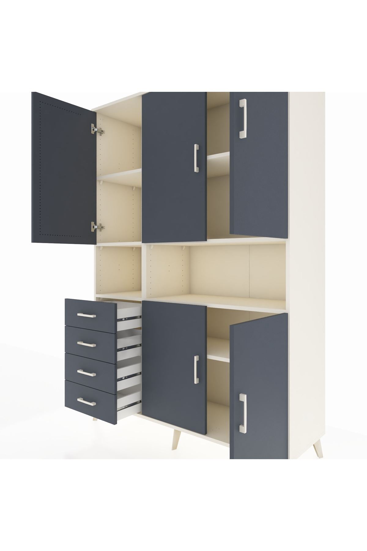 Hyperion Dolap 7 Raflı 4 Çekmeceli 5 Kapaklı 132x44x195 Aytaşı-Antrasit/Antrasit