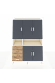 Hyperion Dolap 7 Raflı 4 Çekmeceli 5 Kapaklı 132x44x195 Aytaşı-Antrasit/Çam