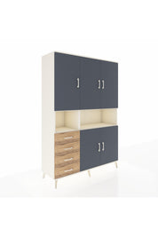 Hyperion Dolap 7 Raflı 4 Çekmeceli 5 Kapaklı 132x44x195 Aytaşı-Antrasit/Çam