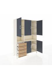 Hyperion Dolap 7 Raflı 4 Çekmeceli 5 Kapaklı 132x44x195 Aytaşı-Antrasit/Çam