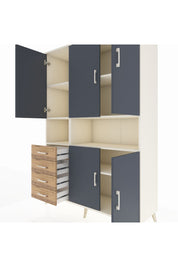 Hyperion Dolap 7 Raflı 4 Çekmeceli 5 Kapaklı 132x44x195 Aytaşı-Antrasit/Çam