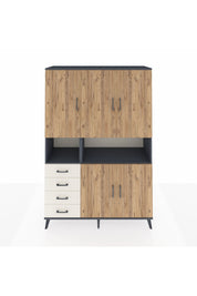 Hyperion Dolap 7 Raflı 4 Çekmeceli 5 Kapaklı 132x44x195 Antrasit-Çam/Aytaşı