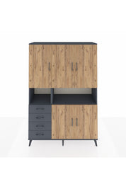 Hyperion Dolap 7 Raflı 4 Çekmeceli 5 Kapaklı 132x44x195 Antrasit-Çam/Antrasit
