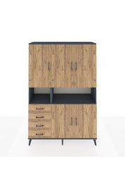 Hyperion Dolap 7 Raflı 4 Çekmeceli 5 Kapaklı 132x44x195 Antrasit-Çam/Çam