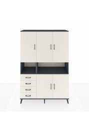 Hyperion Dolap 7 Raflı 4 Çekmeceli 5 Kapaklı 132x44x195 Antrasit-Aytaşı/Aytaşı