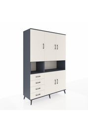 Hyperion Dolap 7 Raflı 4 Çekmeceli 5 Kapaklı 132x44x195 Antrasit-Aytaşı/Aytaşı