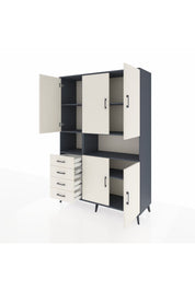 Hyperion Dolap 7 Raflı 4 Çekmeceli 5 Kapaklı 132x44x195 Antrasit-Aytaşı/Aytaşı