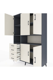 Hyperion Dolap 7 Raflı 4 Çekmeceli 5 Kapaklı 132x44x195 Antrasit-Aytaşı/Aytaşı