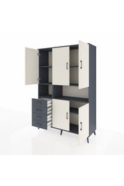 Hyperion Dolap 7 Raflı 4 Çekmeceli 5 Kapaklı 132x44x195 Antrasit-Aytaşı/Antrasit