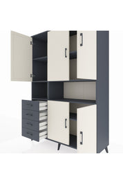 Hyperion Dolap 7 Raflı 4 Çekmeceli 5 Kapaklı 132x44x195 Antrasit-Aytaşı/Antrasit