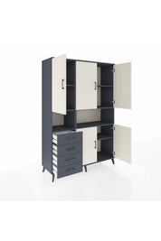 Hyperion Dolap 7 Raflı 4 Çekmeceli 5 Kapaklı 132x44x195 Antrasit-Aytaşı/Antrasit