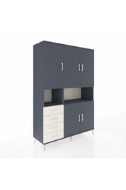 Hyperion Dolap 7 Raflı 4 Çekmeceli 5 Kapaklı 132x44x195 Antrasit-Antrasit/Aytaşı
