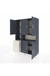 Hyperion Dolap 7 Raflı 4 Çekmeceli 5 Kapaklı 132x44x195 Antrasit-Antrasit/Aytaşı