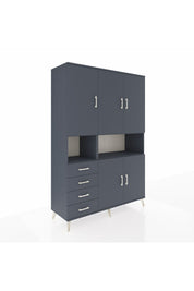 Hyperion Dolap 7 Raflı 4 Çekmeceli 5 Kapaklı 132x44x195 Antrasit-Antrasit/Antrasit