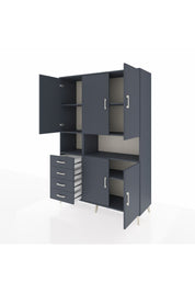 Hyperion Dolap 7 Raflı 4 Çekmeceli 5 Kapaklı 132x44x195 Antrasit-Antrasit/Antrasit