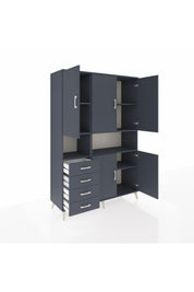 Hyperion Dolap 7 Raflı 4 Çekmeceli 5 Kapaklı 132x44x195 Antrasit-Antrasit/Antrasit