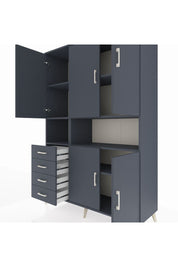 Hyperion Dolap 7 Raflı 4 Çekmeceli 5 Kapaklı 132x44x195 Antrasit-Antrasit/Antrasit