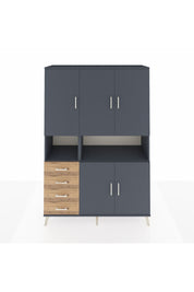 Hyperion Dolap 7 Raflı 4 Çekmeceli 5 Kapaklı 132x44x195 Antrasit-Antrasit/Çam