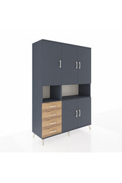 Hyperion Dolap 7 Raflı 4 Çekmeceli 5 Kapaklı 132x44x195 Antrasit-Antrasit/Çam