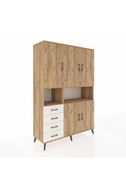 Hyperion Dolap 7 Raflı 4 Çekmeceli 5 Kapaklı 132x44x195 Çam-Çam/Aytaşı