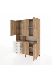 Hyperion Dolap 7 Raflı 4 Çekmeceli 5 Kapaklı 132x44x195 Çam-Çam/Aytaşı
