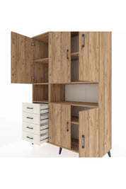 Hyperion Dolap 7 Raflı 4 Çekmeceli 5 Kapaklı 132x44x195 Çam-Çam/Aytaşı