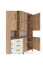 Hyperion Dolap 7 Raflı 4 Çekmeceli 5 Kapaklı 132x44x195 Çam-Çam/Aytaşı