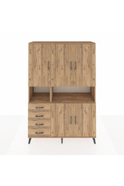 Hyperion Dolap 7 Raflı 4 Çekmeceli 5 Kapaklı 132x44x195 Çam-Çam/Çam