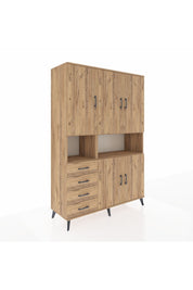 Hyperion Dolap 7 Raflı 4 Çekmeceli 5 Kapaklı 132x44x195 Çam-Çam/Çam