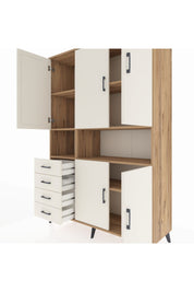 Hyperion Dolap 7 Raflı 4 Çekmeceli 5 Kapaklı 132x44x195 Çam-Aytaşı/Aytaşı