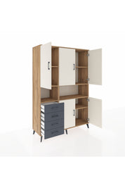 Hyperion Dolap 7 Raflı 4 Çekmeceli 5 Kapaklı 132x44x195 Çam-Aytaşı/Antrasit