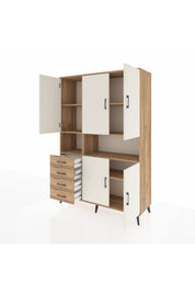 Hyperion Dolap 7 Raflı 4 Çekmeceli 5 Kapaklı 132x44x195 Çam-Aytaşı/Çam