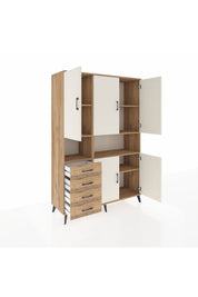 Hyperion Dolap 7 Raflı 4 Çekmeceli 5 Kapaklı 132x44x195 Çam-Aytaşı/Çam