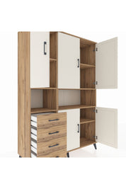 Hyperion Dolap 7 Raflı 4 Çekmeceli 5 Kapaklı 132x44x195 Çam-Aytaşı/Çam