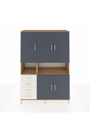 Hyperion Dolap 7 Raflı 4 Çekmeceli 5 Kapaklı 132x44x195 Çam-Antrasit/Aytaşı