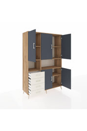 Hyperion Dolap 7 Raflı 4 Çekmeceli 5 Kapaklı 132x44x195 Çam-Antrasit/Aytaşı