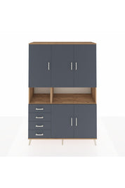 Hyperion Dolap 7 Raflı 4 Çekmeceli 5 Kapaklı 132x44x195 Çam-Antrasit/Antrasit