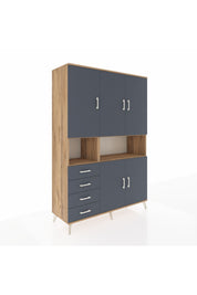 Hyperion Dolap 7 Raflı 4 Çekmeceli 5 Kapaklı 132x44x195 Çam-Antrasit/Antrasit