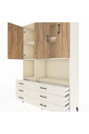 Hyperion Dolap 6 Raflı 6 Çekmeceli 3 Kapaklı 132x44x195 Aytaşı-Çam/Aytaşı