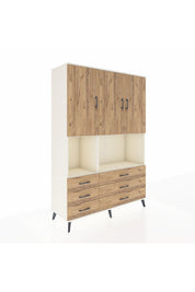 Hyperion Dolap 6 Raflı 6 Çekmeceli 3 Kapaklı 132x44x195 Aytaşı-Çam/Çam
